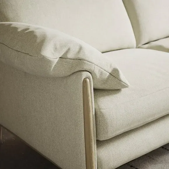 4-Seater Sofa with Roll Arms - Ivory, Fabric