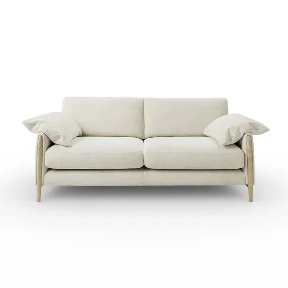 4-Seater Sofa with Roll Arms - Ivory, Fabric
