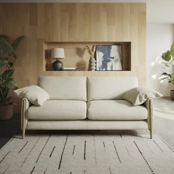 4-Seater Sofa with Roll Arms - Ivory, Fabric image