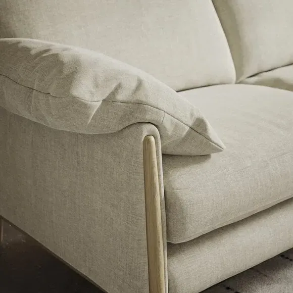4-Seater Sofa with Roll Arms - Natural, Chenille