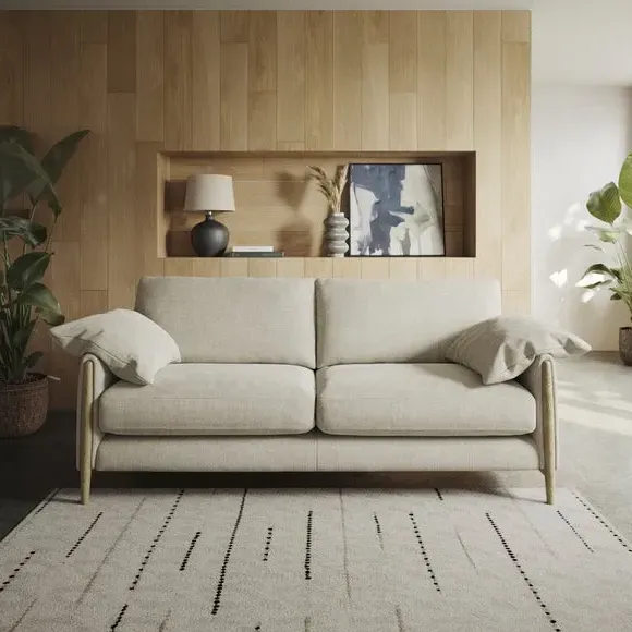 4-Seater Sofa with Roll Arms - Natural, Chenille