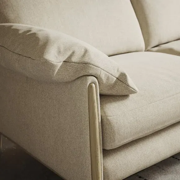 4-Seater Sofa with Roll Arms - Natural, Fabric