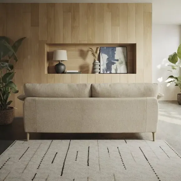 4-Seater Sofa with Roll Arms - Natural, Fabric