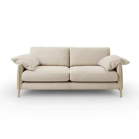 4-Seater Sofa with Roll Arms - Natural, Fabric