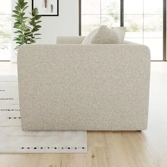 4-Seater Sofa with Roll Arms - Natural, Fabric