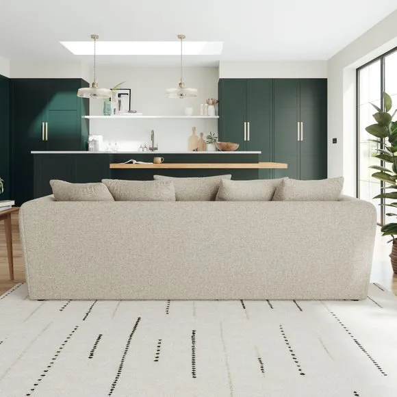 4-Seater Sofa with Roll Arms - Natural, Fabric