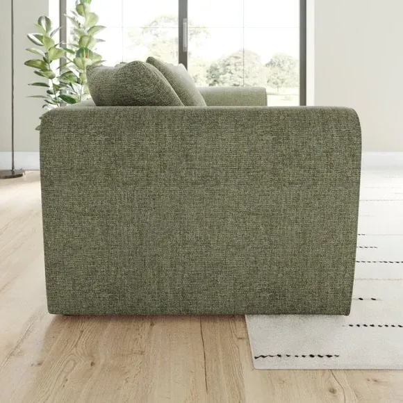 4-Seater Sofa with Roll Arms - Olive, Chenille