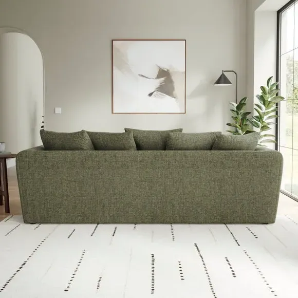 4-Seater Sofa with Roll Arms - Olive, Chenille