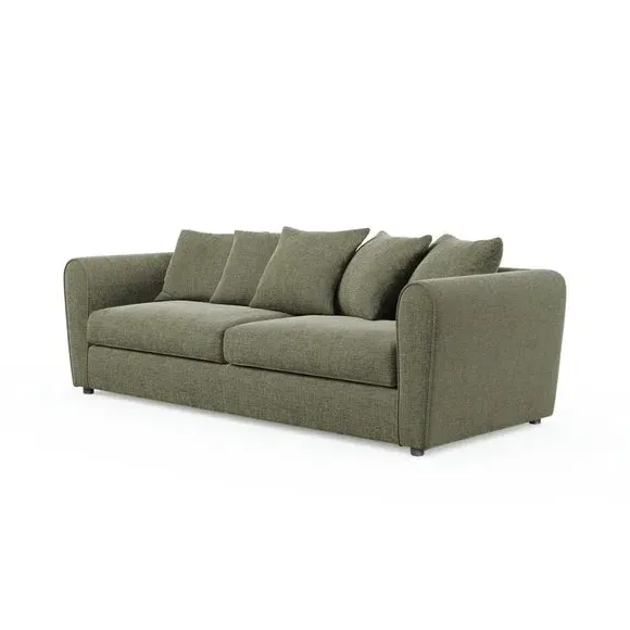 4-Seater Sofa with Roll Arms - Olive, Chenille