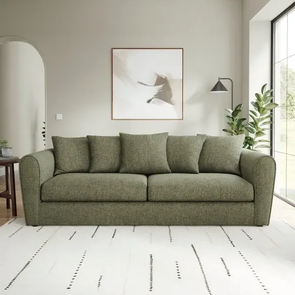4-Seater Sofa with Roll Arms - Olive, Chenille image