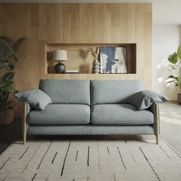 4-Seater Sofa with Roll Arms - Teal, Fabric