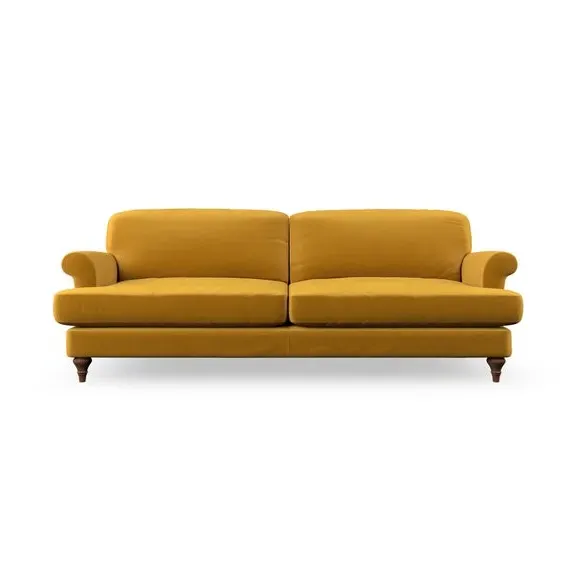 4-Seater Sofa with Scroll Arms - Amber Gold