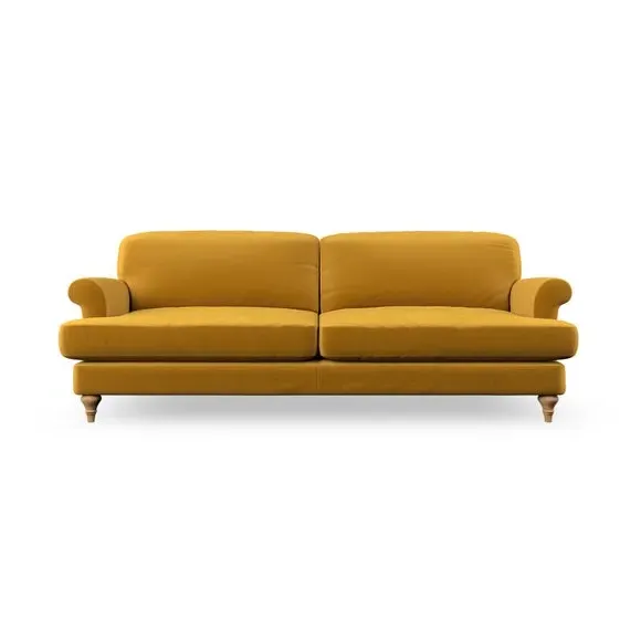 4-Seater Sofa with Scroll Arms - Amber Gold