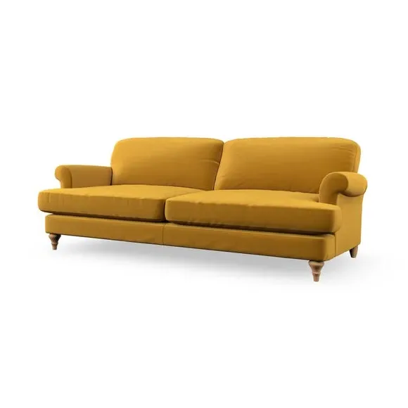 4-Seater Sofa with Scroll Arms - Amber Gold
