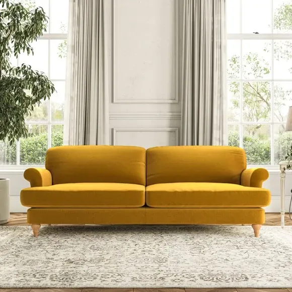 4-Seater Sofa with Scroll Arms - Amber Gold image