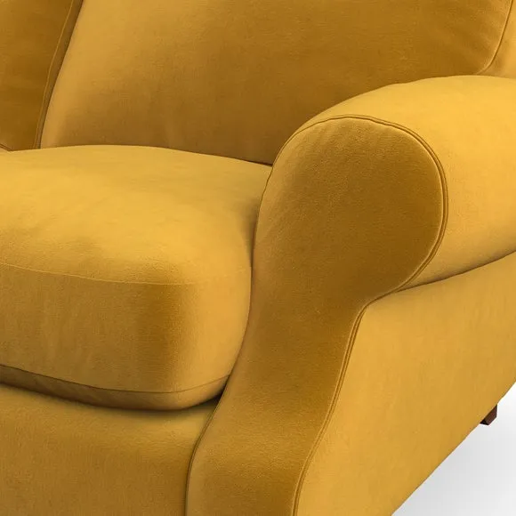 4-Seater Sofa with Scroll Arms - Amber, Velvet