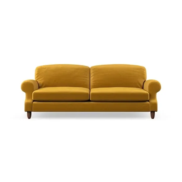 4-Seater Sofa with Scroll Arms - Amber, Velvet