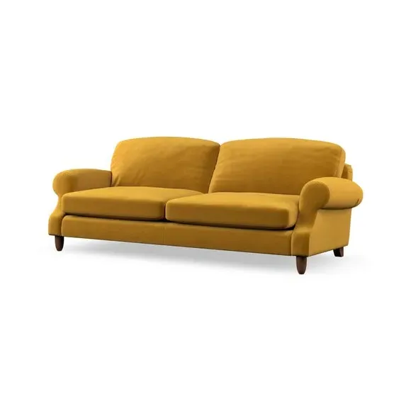 4-Seater Sofa with Scroll Arms - Amber, Velvet