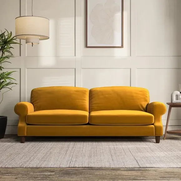 4-Seater Sofa with Scroll Arms - Amber, Velvet image