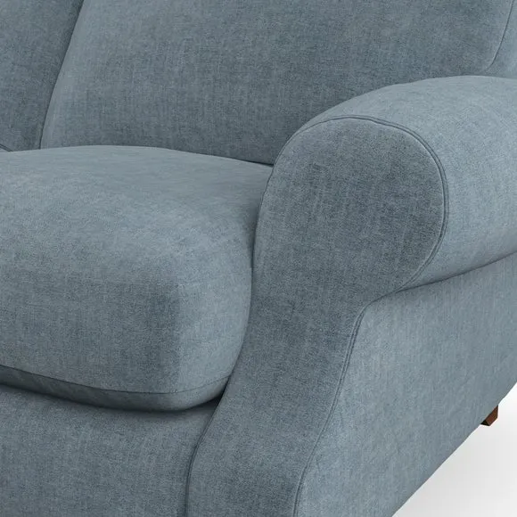 4-Seater Sofa with Scroll Arms - Aqua, Chenille