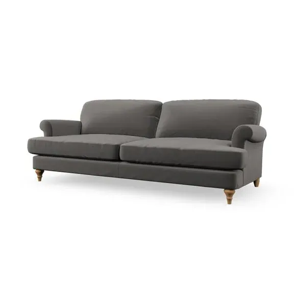 4-Seater Sofa with Scroll Arms - Charcoal