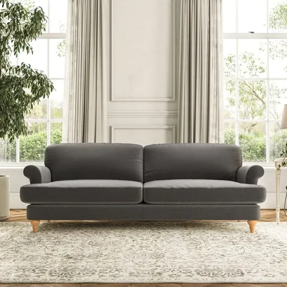 4-Seater Sofa with Scroll Arms - Charcoal