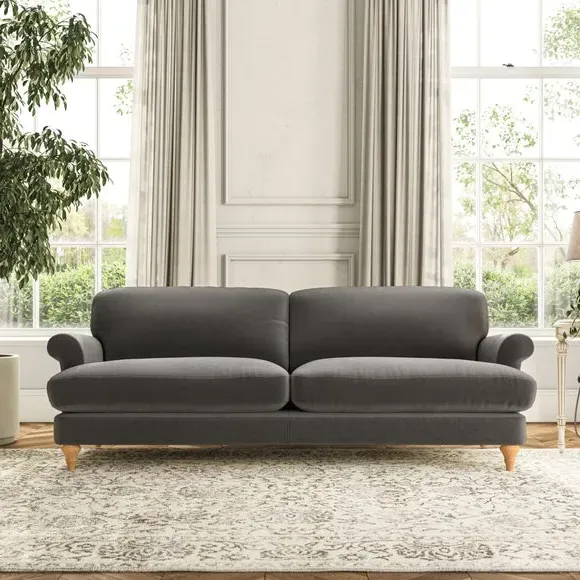 4-Seater Sofa with Scroll Arms - Charcoal
