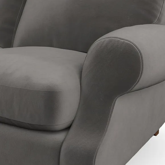 4-Seater Sofa with Scroll Arms - Charcoal, Velvet
