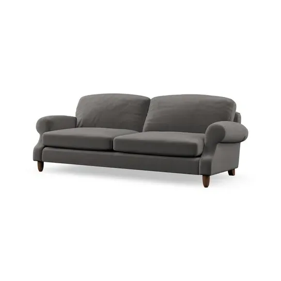 4-Seater Sofa with Scroll Arms - Charcoal, Velvet