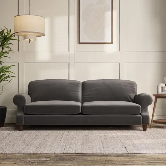 4-Seater Sofa with Scroll Arms - Charcoal, Velvet