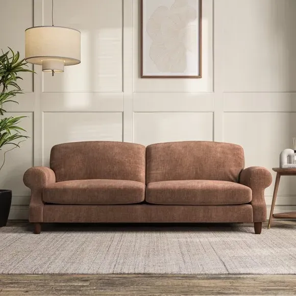 4-Seater Sofa with Scroll Arms - Clay, Chenille