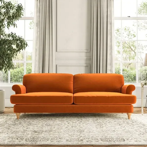 4-Seater Sofa with Scroll Arms - Ginger