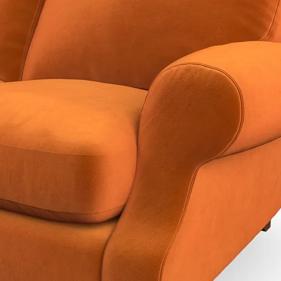 4-Seater Sofa with Scroll Arms - Ginger, Velvet
