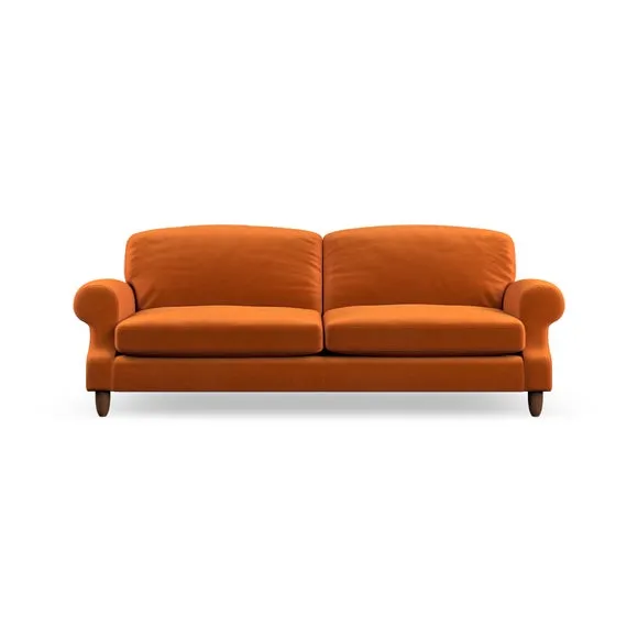 4-Seater Sofa with Scroll Arms - Ginger, Velvet