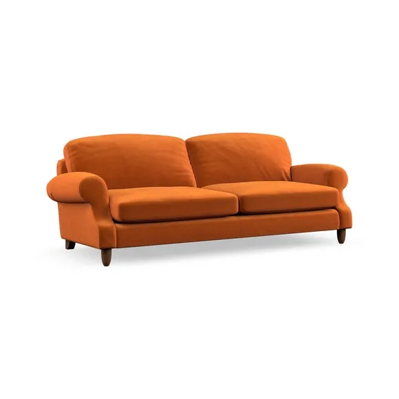 4-Seater Sofa with Scroll Arms - Ginger, Velvet
