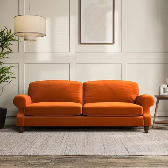 4-Seater Sofa with Scroll Arms - Ginger, Velvet