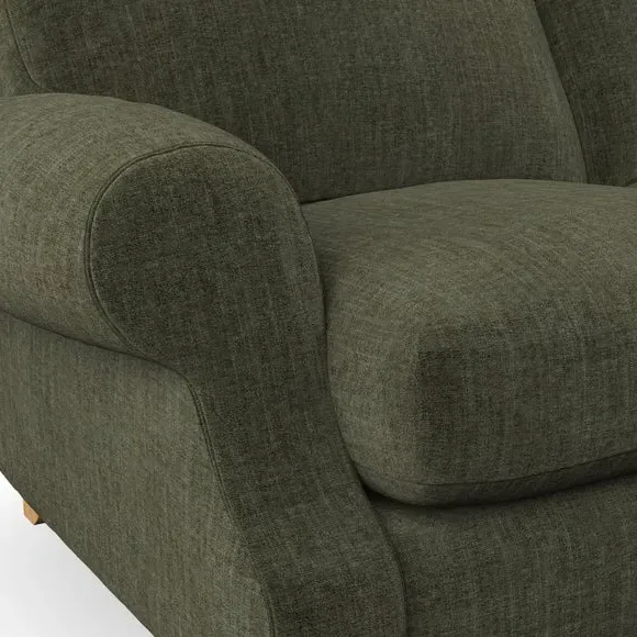 4-Seater Sofa with Scroll Arms - Green, Chenille