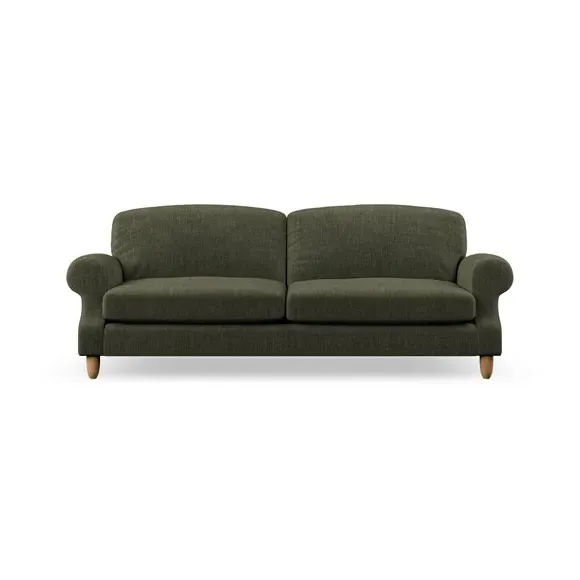 4-Seater Sofa with Scroll Arms - Green, Chenille