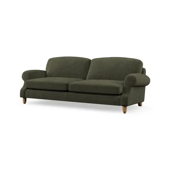 4-Seater Sofa with Scroll Arms - Green, Chenille