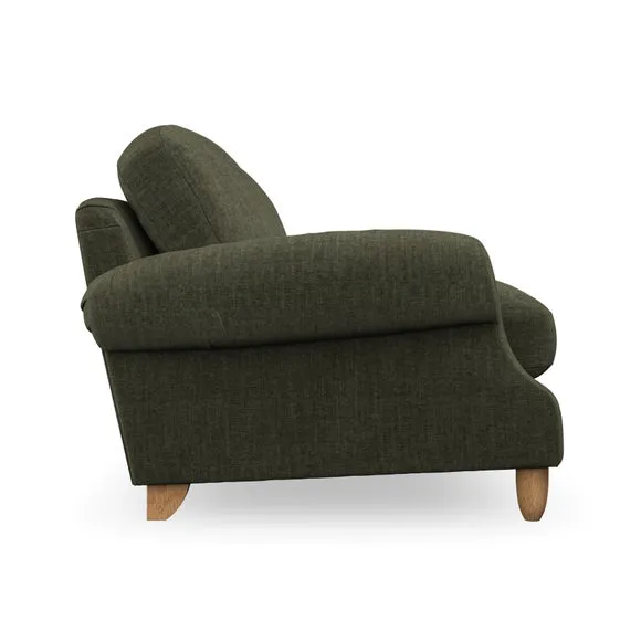 4-Seater Sofa with Scroll Arms - Green, Chenille