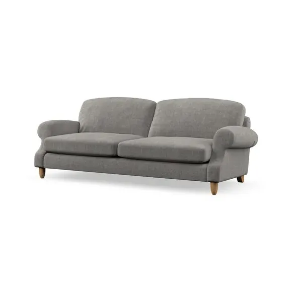 4-Seater Sofa with Scroll Arms - Grey, Chenille