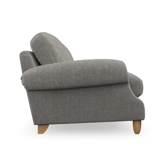 4-Seater Sofa with Scroll Arms - Grey, Chenille