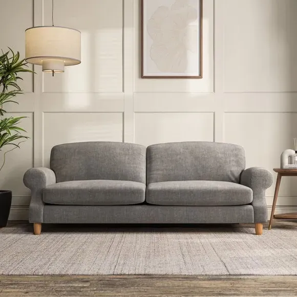 4-Seater Sofa with Scroll Arms - Grey, Chenille