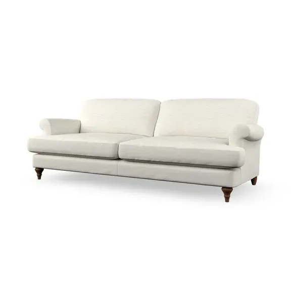 4-Seater Sofa with Scroll Arms - Ivory