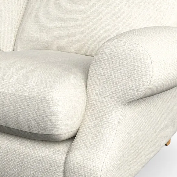 4-Seater Sofa with Scroll Arms - Ivory, Chenille