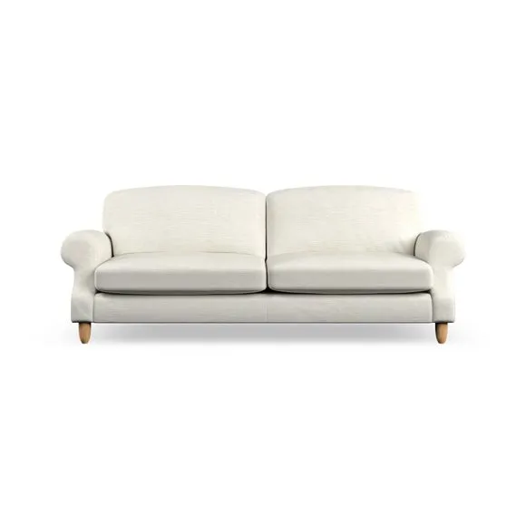 4-Seater Sofa with Scroll Arms - Ivory, Chenille
