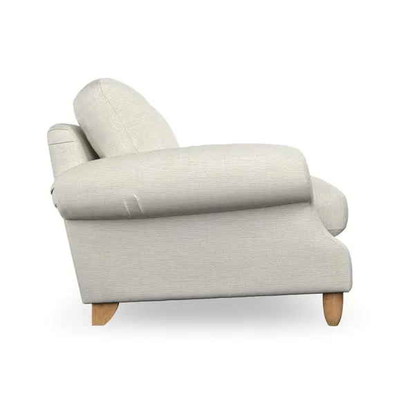 4-Seater Sofa with Scroll Arms - Ivory, Chenille