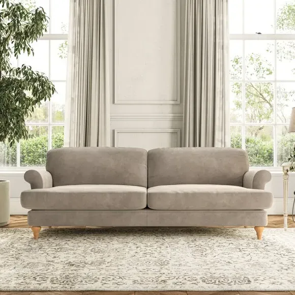 4-Seater Sofa with Scroll Arms - Mushroom