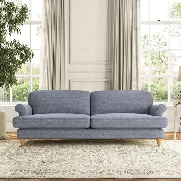 4-Seater Sofa with Scroll Arms - Navy