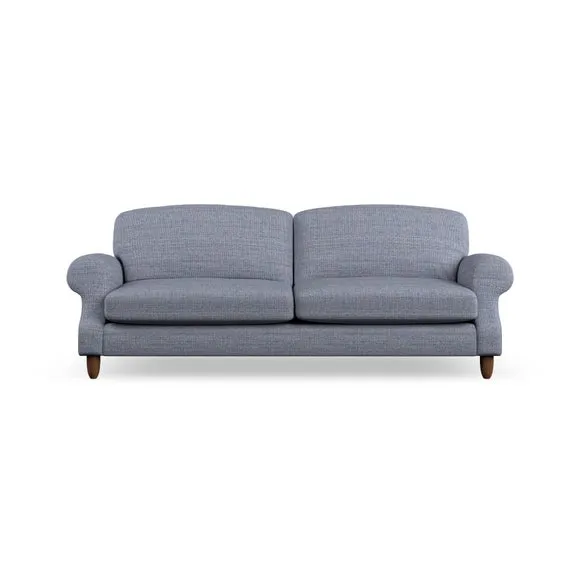 4-Seater Sofa with Scroll Arms - Navy, Fabric